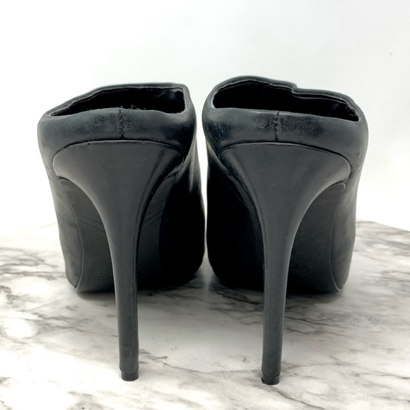 Enzo Angiolini Faxon Pointed Toe Leather Mules 7.5 Minimalist Edgy Classic Chic - Picture 5 of 12